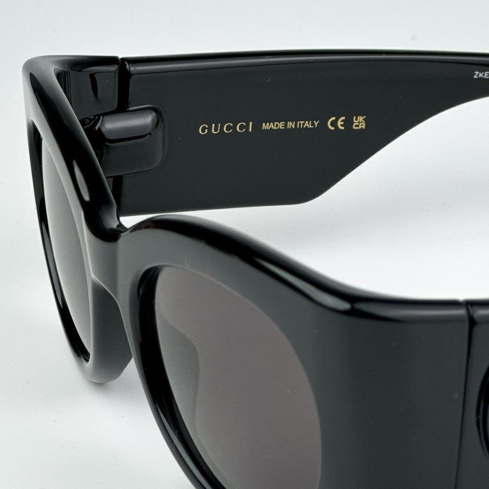 NEW Gucci GG1544S 001 Black Grey Unisex Oval Sunglasses GG 1544S - Picture 7 of 10